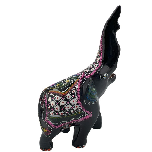 Small Black‎ Colorful Elephant Vintage Vivid Bold  Wood - Picture 3 of 8